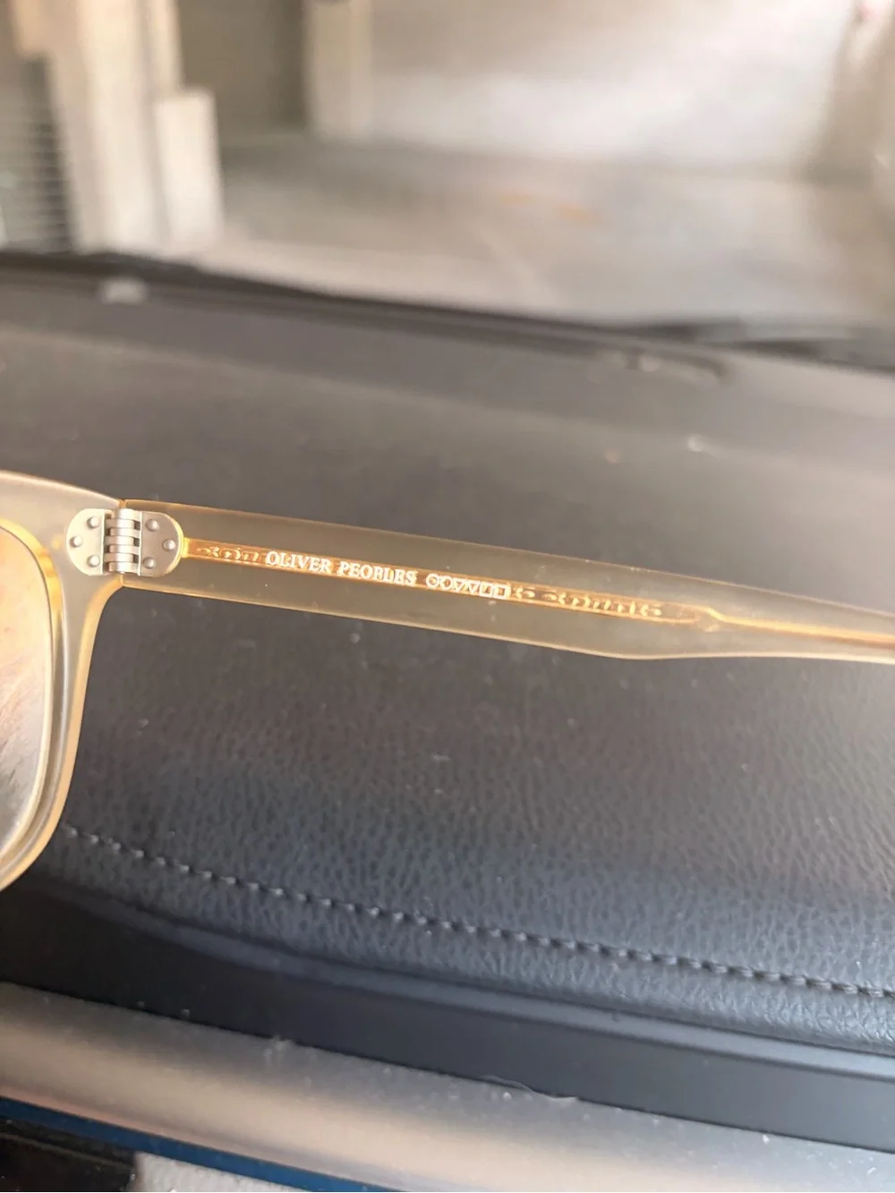Translucent Cream Square Sunglasses with Gray Lenses